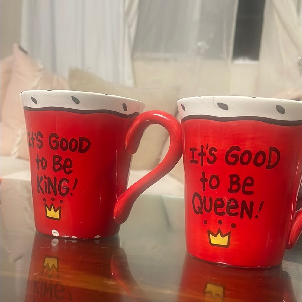Red 'It's Good to Be King/Queen' Mugs